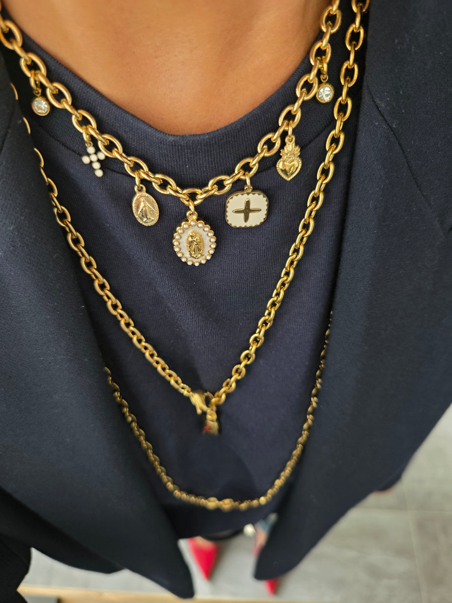 COLLANA MAGLIA OVALE CHARMS RELIGIOSI